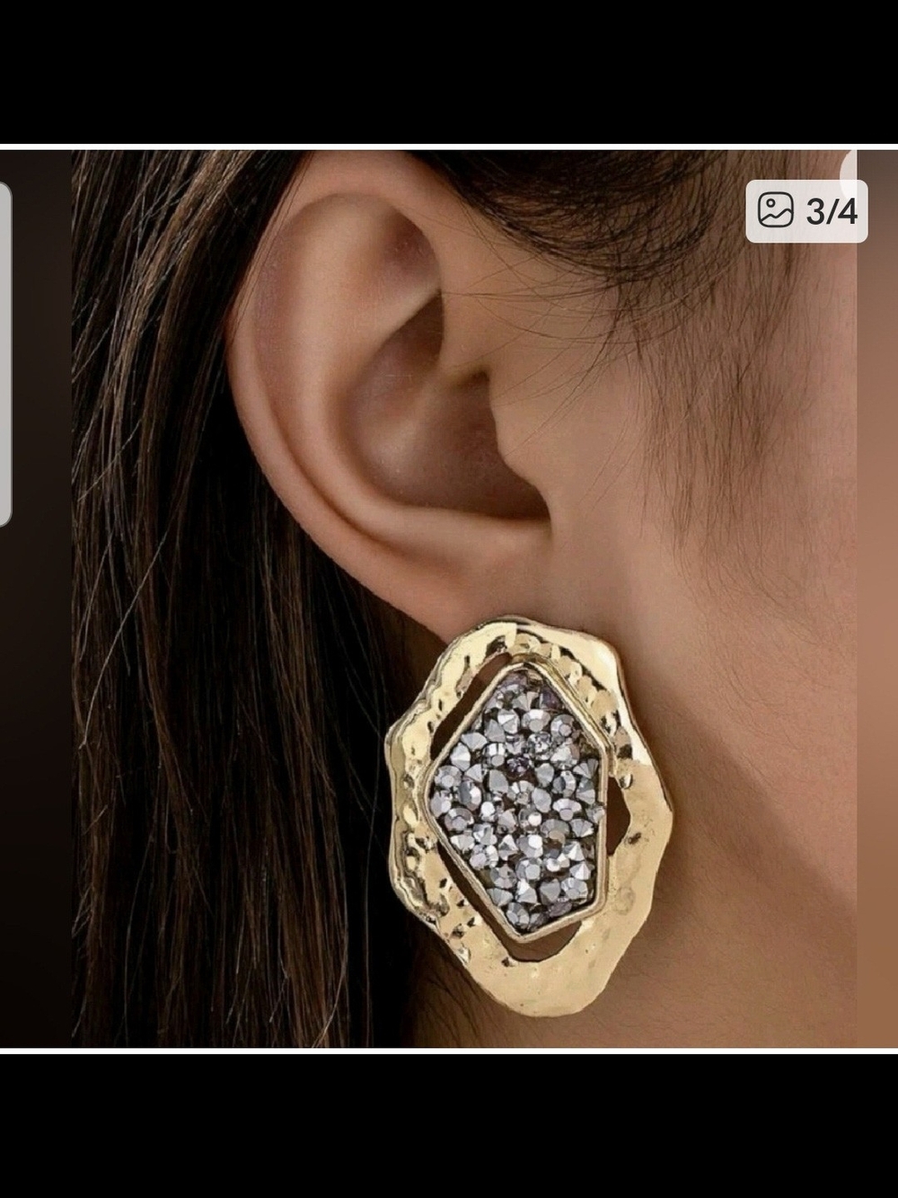 Alexis Bittar Gold Frame Earrings with Silver Crystal Center! NWOT!!!